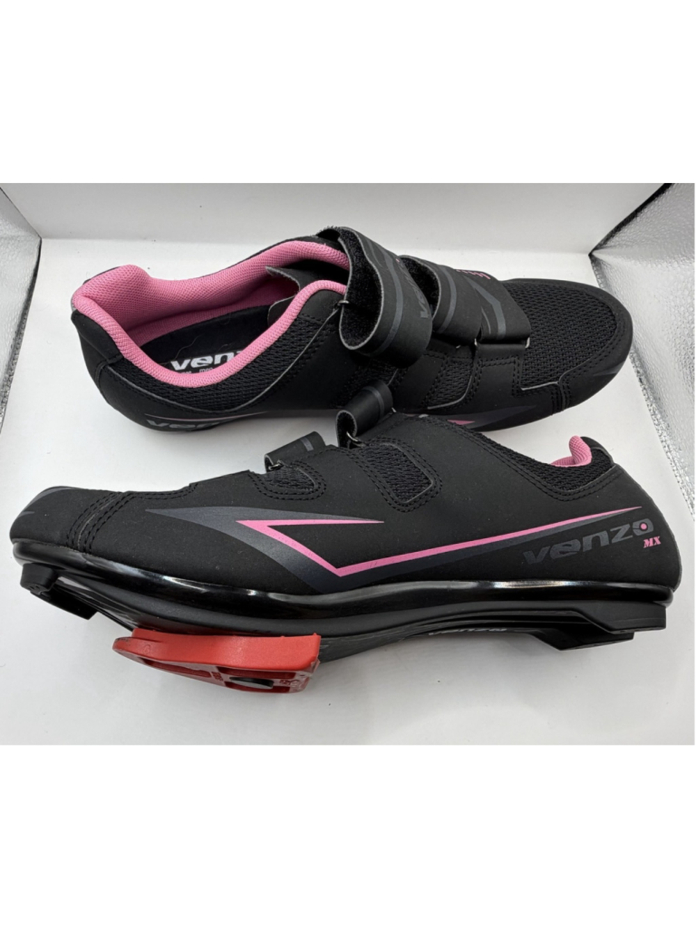 Venzo MX Cycling Bicycle Bike Shoes Strap Black Pink Womens Size 8 Mens 9.5 - Picture 9 of 9